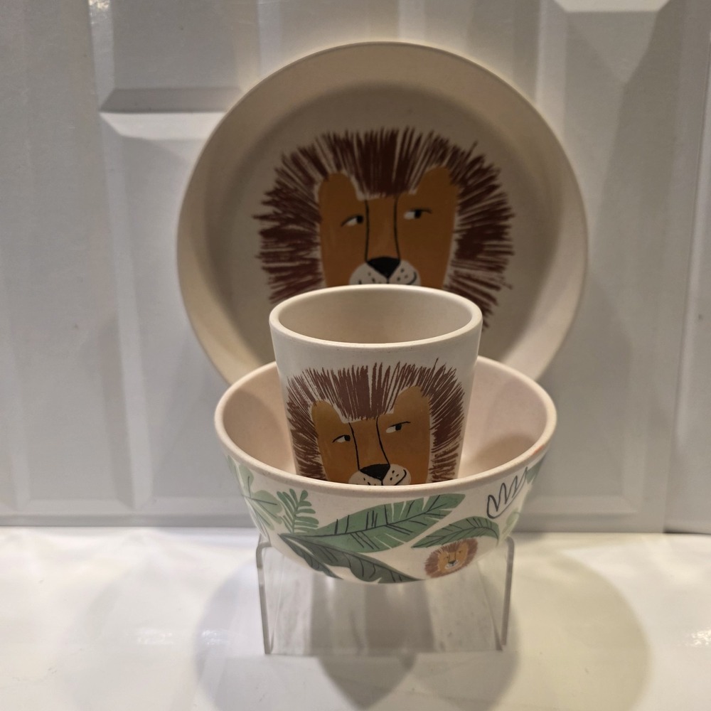 Pillowfort  Jungle Lion Dinnerware Kid's Plate 7" Bowl 5" & Cup Melamine Target